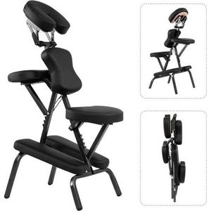 Massagestoel Inklapbaar Tattoostoel in Hoogte Verstelbaar Therapiestoel Draagbaar Klapmassagestoel met Draagtas Zwart