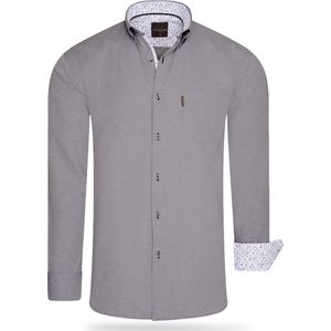 Cappuccino Italia - Heren Overhemd - Licht Grijs - Korte Mouwen - Lange Model