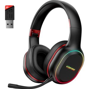 Kofire UG-05 2.4GHz Draadloze Gaming Headset - Bluetooth koptelefoon - Afneembare microfoon - Geschikt voor PS4/PS5, Nintendo Switch - Zwart - Rood