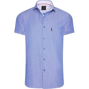 Cappuccino Italia - Heren Overhemd - Royal Blue - Korte Mouwen - Lange Pasvorm