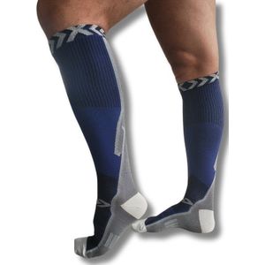 Sandside Steunkousen Compressie Sokken - Compressiekousen - Hardloopsokken - Premium Actief - Donkerblauw - Maat 36-40 S/M -2 Paar