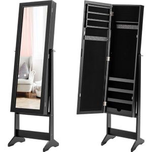 Coast Sieradenkast Met Spiegel - Kantelbaar - 35 x 30 x 144 cm - Zwart