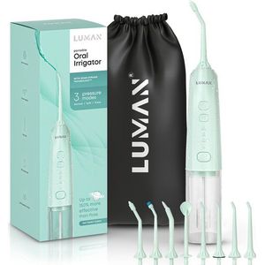 LUMAN - Waterflosser - Draadloos en Oplaadbaar - 8 Opzetstukken - Mint Groen