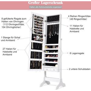 Coast Sieradenkast Sluitbare Chmuck Spiegelkast met spiegel 46 x 37 x 156 cm wit