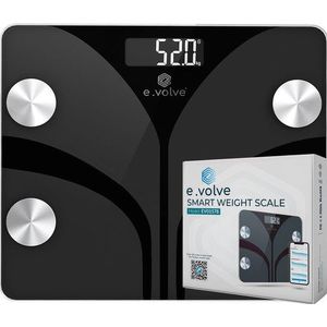 E.volve Weegschaal Personenweegschaal Digitaal - 14 Metingen - Slimme Weegschaal met Lichaamsanalyse - Zwart