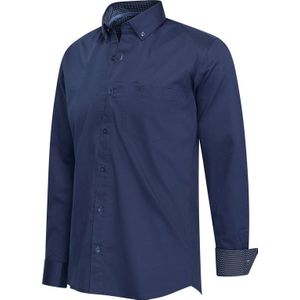 Cappuccino Italia - Heren Overhemd - Navy - Katoenmix - Regular Fit