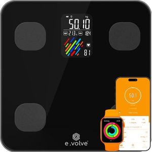 E.volve Weegschaal Personenweegschaal Digitaal - 16 Metingen - Slimme Weegschaal met Lichaamsanalyse - Precisie Weegschaal - Weegschalen - Digitale