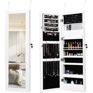 Coast Sieradenkast met Spiegel - Hangmodel - 37 x 9 x 120 cm - Wit