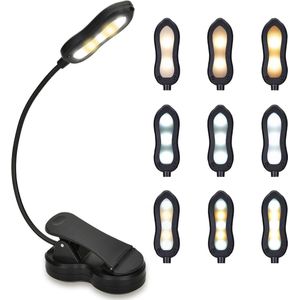 Podec Leeslampje – Met Klem & Dimbare Lichtstanden – Oplaadbaar – 9 x 3 x 17 cm – Zwart