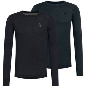 Odlo Active Warm Basislaagtop – 2-Pack | Heren 3XL | Black Dark Sapphire | Thermisch & Anti-Geurt