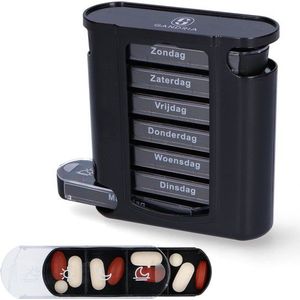 Gandria Pillendoos 7 Dagen - Uitneembaar Pillendoosje - Stapelbare Medicijndoos met 28 Compartimenten - Medicijndoos met Stevige Sluiting - 4 Vakken