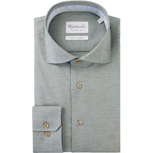 Michaelis slim fit heren overhemd - twill - groen - Strijkvrij - Boordmaat: 43