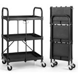 Coast - Inklapbare Gereedschapswagen op wielen - 61 cm x 44 cm x 96 cm - Zwart