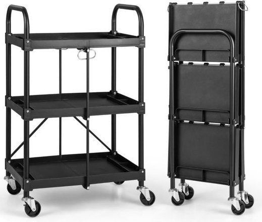 Coast - Inklapbare Gereedschapswagen op wielen - 61 cm x 44 cm x 96 cm - Zwart