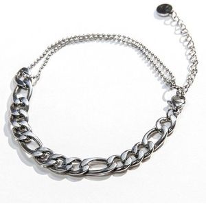 Laura Ferini Dames Armband Prego Zilver - Zilverkleurige Schakelarmband - 18K Witgoud Verguld - Sieraad - Accessoires - Sieraden - Dames Armbandje