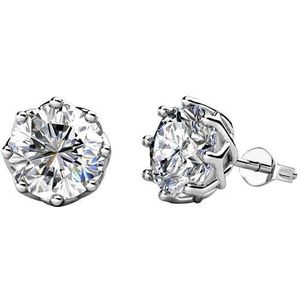 Yolora Ronde Oorbellen – Kalpa Camaka Kristallen – Zilverkleurig – 18K Witgoud Verguld – Luxe Giftbox