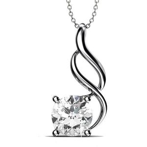 Yolora Dames Ketting met Kalpa Camaka Kristal Hanger - Zilver kleurig - 18K Witgoud Verguld - Cadeauverpakking - Moederdag Cadeautje