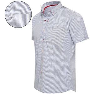 Cappuccino Luchtig Herenoverhemd Korte Mouwen Wit met Lichtblauwe Strepen – Maat S