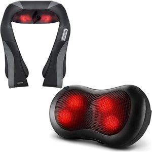 Auronic Nekmassage Apparaat en Rugmassage Apparaat Bundel - Warmtefunctie - Elektrisch - Zwart/Grijs