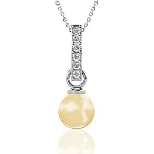 Yolora Ketting – Kalpa Camaka Parel & Kristallen – Zilverkleurig – 18K Witgoud Verguld – Luxe Giftbox