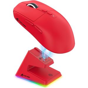 ATTACK SHARK X6 Draadloze Gaming Muis - RGB-Oplaadstation - Wired/2.4G/BT5.4 - Lichtgewicht 56G - PAW3395 - 26000DPI - Rood