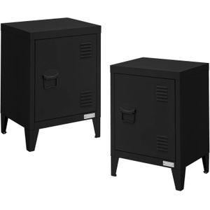 ML-Design set van 2 archiefkasten, 40x30x57,5 cm, zwart, staal, vrijstaande kantoorkast met 4 poten, kleine opbergkast,