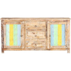 The Living Store Houten Dressoir - Bijzetkast - 151x40x75 cm - Ruw acaciahout - Uniek meubelstuk