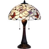 HAES DECO - Tiffany Tafellamp Paars, Rood, Wit Ø 41x60 cm Fitting E27 / Lamp max 2x60W