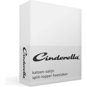 Cinderella - Sundays - Topper Hoeslaken met split - 200x210 cm - Tot 15 cm matrashoogte - 100% Katoen-Satijn - Wit