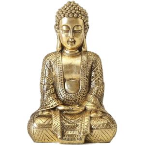 Zittend Boeddha beeld goud polystone 70 cm - Decoratiebeelden - Boeddhabeelden voor in huis