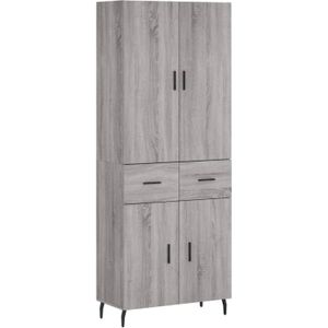 vidaXL Hoge kast 69,5x34x180 cm bewerkt hout grijs sonoma eikenkleurig