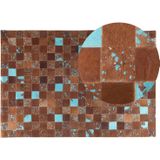 ALIAGA - Patchwork vloerkleed - Bruin - 140 x 200 cm - Koeienhuid leer