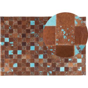 ALIAGA - Patchwork vloerkleed - Bruin - 140 x 200 cm - Koeienhuid leer
