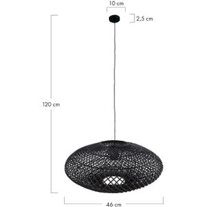 DKNC - Hanglamp Terni - Rotan - 46x46x20 cm - Zwart