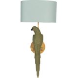 HAES DECO - Wandlamp - City Jungle - Papagaai Lamp, Ø 23*44 cm - Groen Ovaal Polyresin - Muurlamp, Sfeerlamp