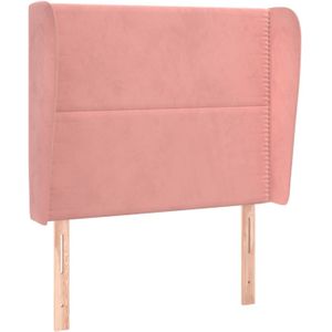 vidaXL Hoofdbord met randen 93x23x118/128 cm fluweel roze