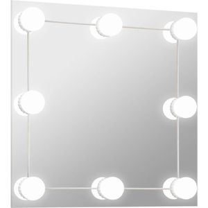 The Living Store Wandspiegel - LED-lampen - 40 x 40 cm - Zilver - Warmwit en koudwit - Glas en kunststof - 5V - USB -