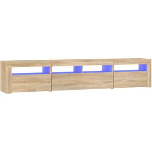 The Living Store TV-meubel - Joy - Hout - 210x35x40 cm - RGB LED-verlichting