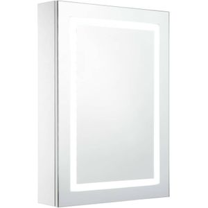 The Living Store LED-wandspiegelkast - 50 x 13 x 70 cm - MDF - wit/zilver