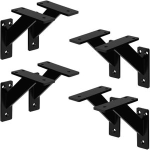 ML-Design 8 stuks plankdrager 120x120 mm, zwart, aluminium, zwevende plankdrager, plankdrager, wanddrager voor