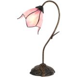 HAES DECO - Tiffany Tafellamp Bloem Roze 30x17x48 cm Fitting E14 / Lamp max 1x25W