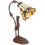 HAES DECO - Tiffany Tafellamp Geel, Bruin 14x13x37 cm Fitting E14 / Lamp max 1x40W