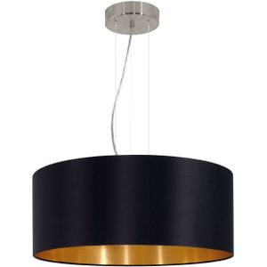 EGLO Maserlo Hanglamp - 3 lichts - E27 - Ø 53 cm - Stof - Zwart, Goud