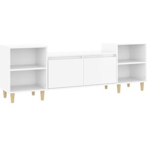 The Living Store Tv-meubel - - 6 vakken - Hoogglans wit - 160 x 35 x 55 cm (B x D x H)