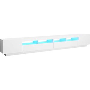 The Living Store TV-meubel - LED-verlichting - wit - bewerkt hout - 300 x 35 x 40 cm - RGB LED