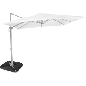 VONROC Premium Zweefparasol Pisogne 300x300cm – Incl. vulbare tegels, kruisvoet & beschermhoes – Vierkante parasol – 360