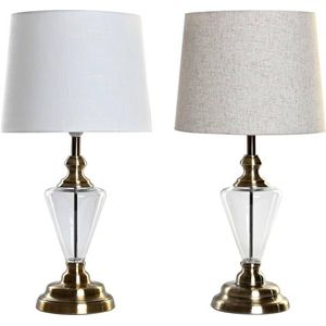 Bureaulamp Home ESPRIT Wit Beige Metaal Kristal 35 x 35 x 69 cm (2 Stuks)