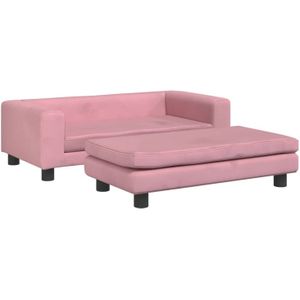 VidaXL Kinderbank met Voetensteun 100x50x30 cm Fluweel Roze