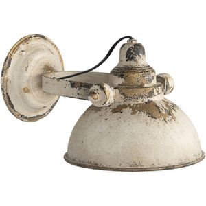 HAES DECO - Wandlamp - Shabby Chic - Vintage / Retro Lamp, 30x21x18 cm - Beige/Bruin Metaal - Ronde Muurlamp, Sfeerlamp