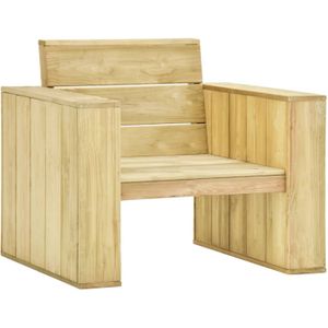 The Living Store Loungeset Grenenhout - 2 stoelen - tafel - kussens - Groen - 89x76x76 cm - 75x75x31 cm